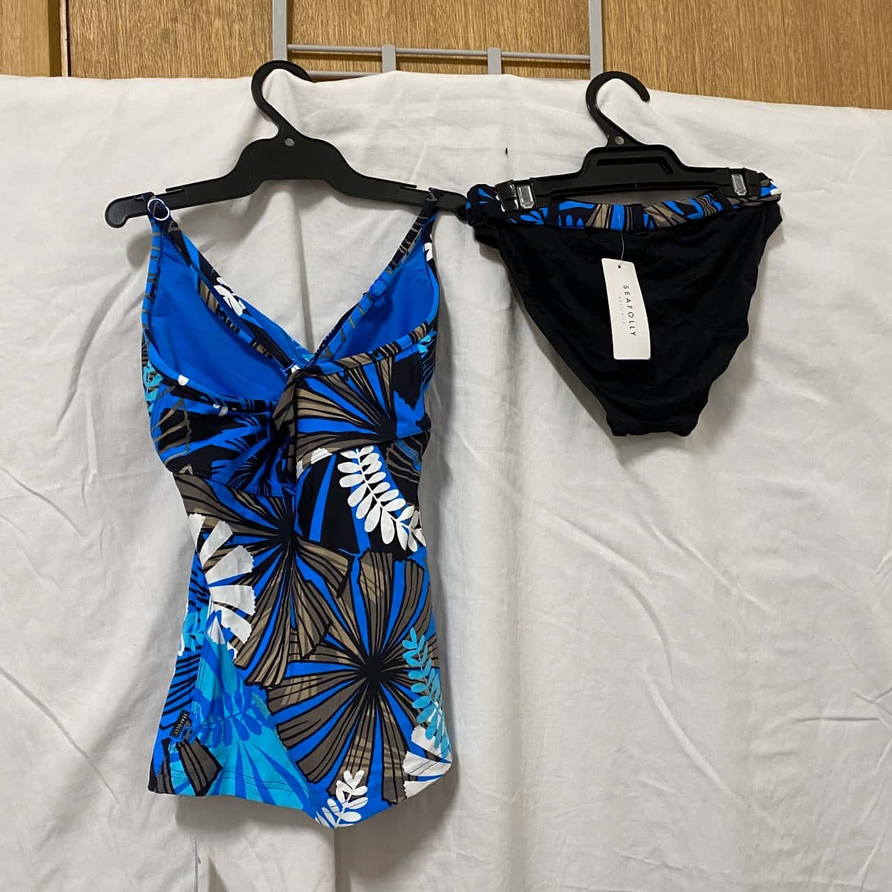 Seafolly Womens Size 8 Bikini Set Black Blue