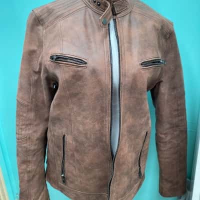 Politix Mens  Size M brown suede leather jacket