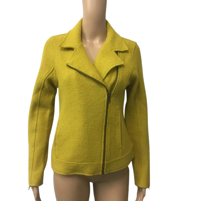 Tahari Biker Jacket Size XS Chartreuse Wool Blend