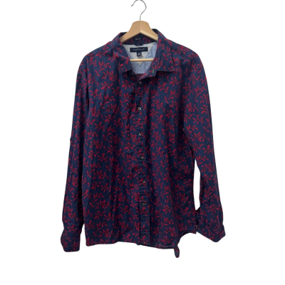 Tommy Hilfiger Mens  Size XL Long Sleeve Shirt Navy Blue / Red 