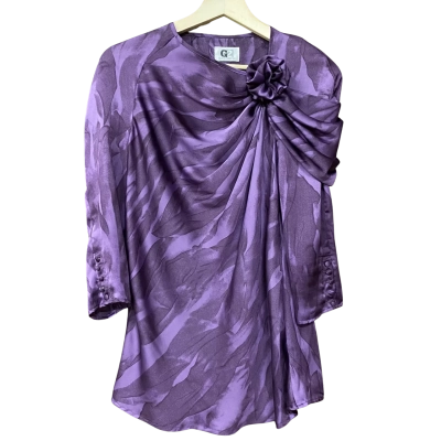 Vintage G2 By George Gross Womens Size 8 Purple Satin Blouse 
