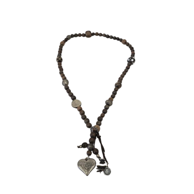 Womens Wood, Seed, Bead and Baubles Necklace