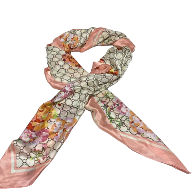  Womens  Size L Scarf Multicoloured / Pink  100% Silk NEEDS SOFT WASH (Stained) 