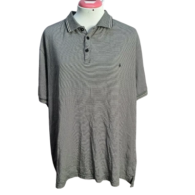 Jeff Banks Mens  Size XXL Polo Shirt Black  / Striped / White 