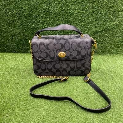 Coach Classic Black Monogram Print Cross Body Bag (in box)