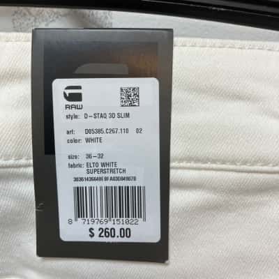  Mens G Star G-Raw  Size 36 Slim Fit Jeans White 