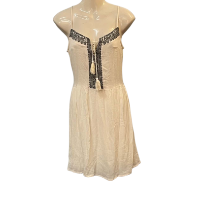  Womens Beach by exist  Size M Mini Dress / Shoestring Strap Dress Beige 