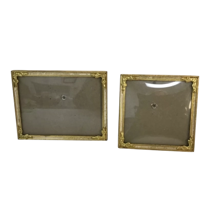 Vintage Slightly Curved Glass Picture Frames Approx 11.5 x 9 & 9 x 9cm