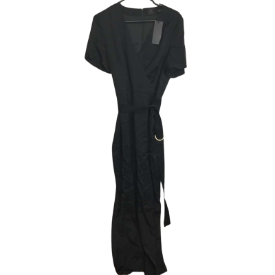 David Lawrence Womens  Size 14 Short Sleeve Tailored Jumpsuit Black  . Linen + Other Materials