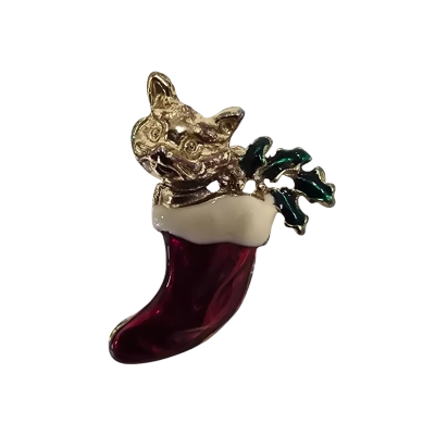  Womens Vintage Cat in a Stocking  Brooch 