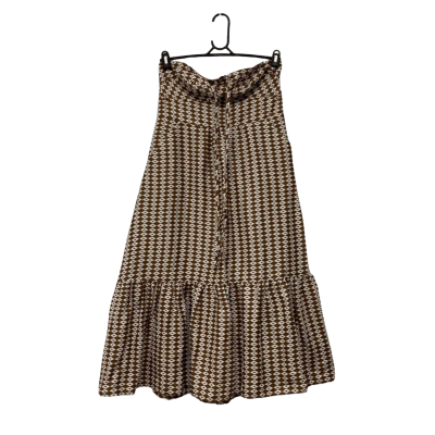 BNWT Seed Heritage Womens Pecan Brown Geo Strapless Tie Dress Size 14 Brown / White rrp$189.95
