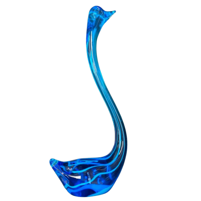 Vintage Murano Glass Swan Blue / Head Up