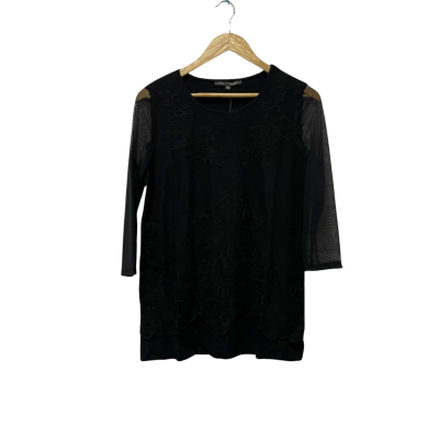 Liz Jordan Womens  Size S Long Sleeve Top Black  