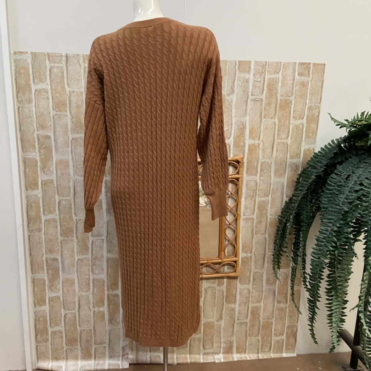 one-shoulder smocked slit knitted dress Lucky One Shoulder Knit Dress