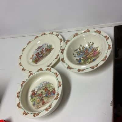 Royal Doulton bunnykins plate And two bowls
