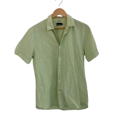 Sportscraft Mens  Size M Short Sleeve Shirt Gingham / Green / White 