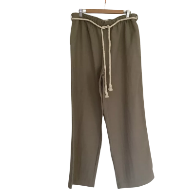 Haven & Blair London.  Linen Blend Wide Leg Pant.  Khaki.   Size L 