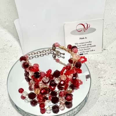 “Made It” Handcrafted Swarovski Crystal & Beaded Necklace/ Bracelet & Earrings Set 