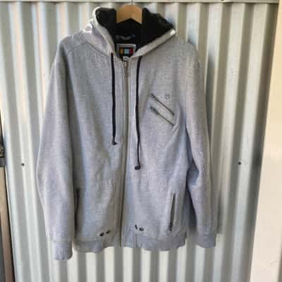 Rusty Fleece Lined Hooded Size XL Grey Zip Jacket