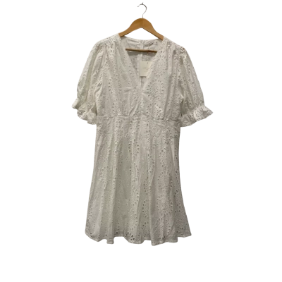 Little Coquille  Size 16 Midi Dress White Anglaise