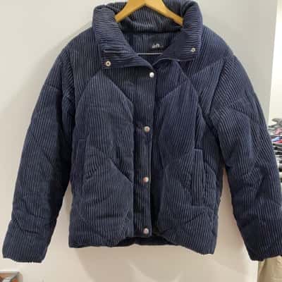 Dotti Navy Corduroy Puffer Jacket, Size 8