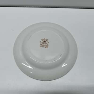 Vintage Brown Transferware Ceramic Side Plate – Oriental Pagoda & River Landscape Pattern