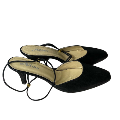 Allino Black Heeled Court Shoe W/Twin Straps Size 10C