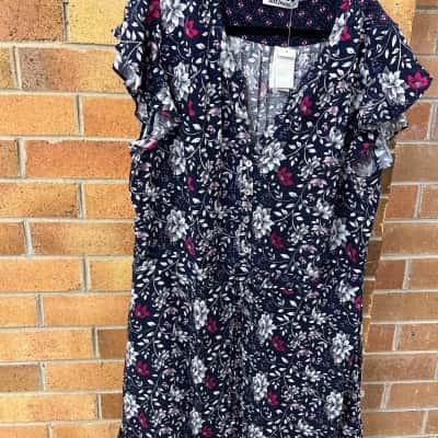 Just Jeans Womens  Size 16 Midi Dress Blue / Floral 