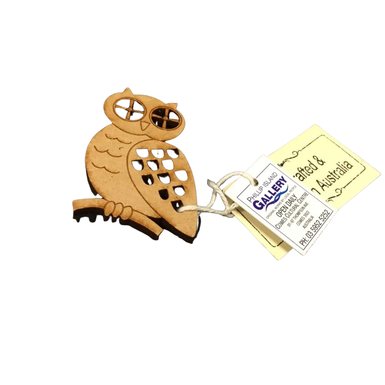 Wooden Owl Brooch Approx 3 x 4.5cm(s)