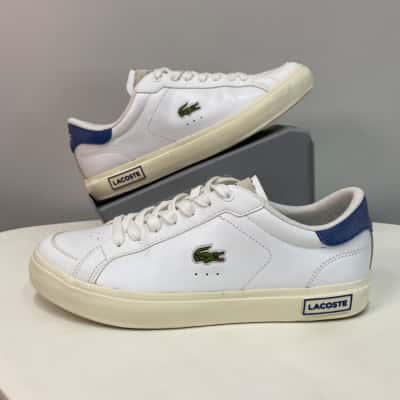 Lacoste Mens  Size 8 Leather Sneakers Blue / White 