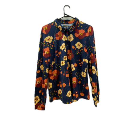 King Louie Womens  Size L Long Sleeve Shirt Blue / Burnt Orange / Mustard / Red 