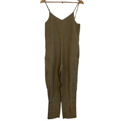 Assembly Label Womens  Linen Size 10 Short Sleeve Jumpsuit Brown 