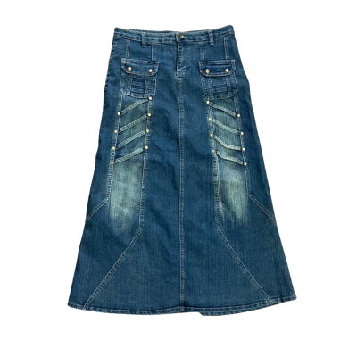 Girly Jeans Blue Denim Maxi Skirt Size 34