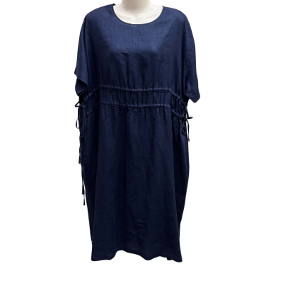 TIRELLI Size M / S Midi Dress / Short Sleeve Dress  Navy Blue 