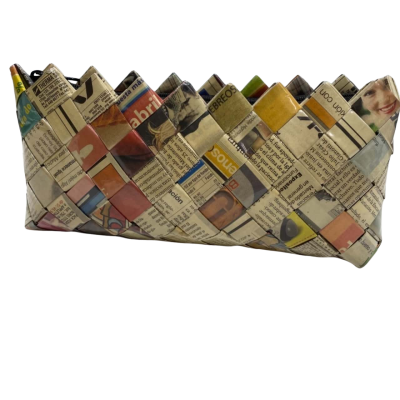  Womens Clutch Handbag Woven From Recycled Newspaper