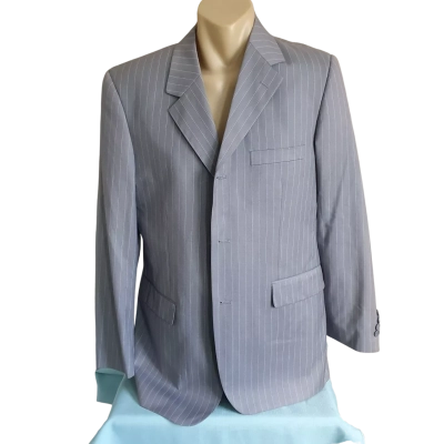 J.F.M. Mens  Size 102 Reg Suit Jacket Grey /White Pinstriped BNWT