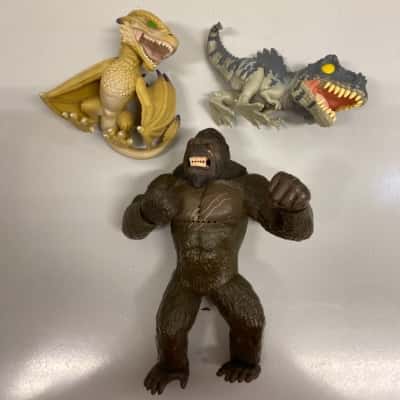 Jurassic World Dominion Giganotosaurus Pop Vinyl Figure; Game Of The Throne Syrax (07) House Of The Dragon Vinyl Figure; King Kong Action Figure 