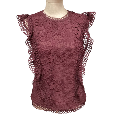 Ted Baker Lace  Size 1 Sleeveless Top Plum 