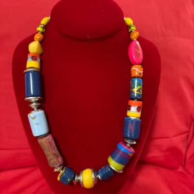  Women’s Statement Fantasy Beaded Necklace featuring a variety of Artistic Resin Multicoloured Beads