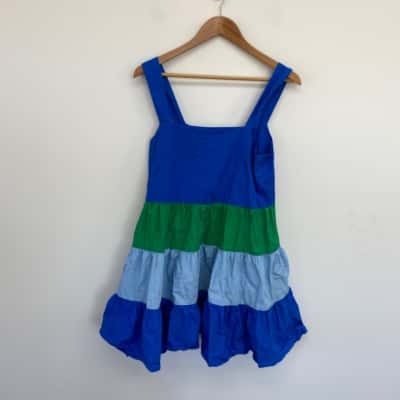 Mister Zimi Blue Green Striped Sleeveless Mini Dress  Size 10 