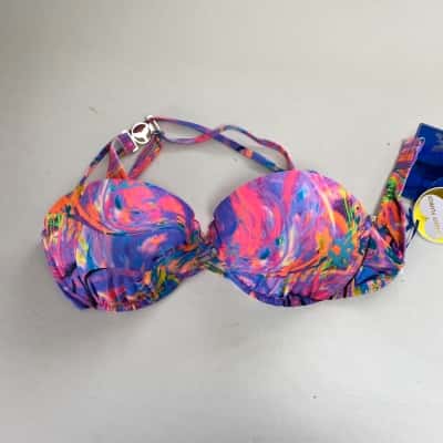 Lisa Blue Neon Streets Criss Cross Top Size L 