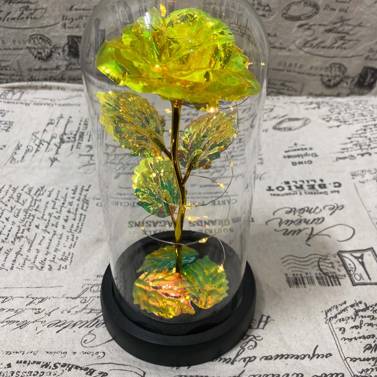 Eternal Rose with LED Lights Flower in Glass Cover
