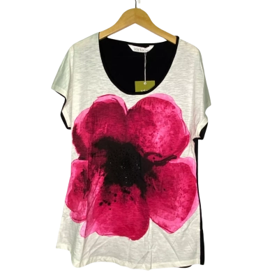 Virtu Womens  Size XXS T-shirts Black  / Cream / Floral / Pink  