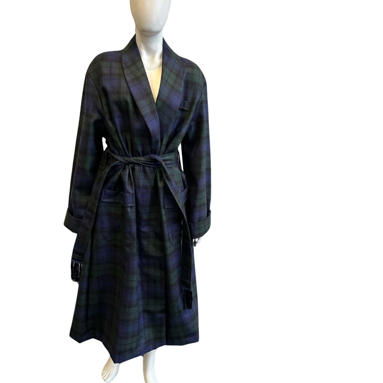 Derek Rose Women's Size M 100% Oversized Dressing Gown Navy Blue & Green (s) Derek Rose Women's Size M 100% Oversized Dressing Gown Navy Blue & Green (s)