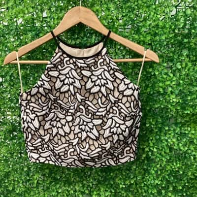 Keepsake the Label Womens  Size XS Party Top Beige / Black  