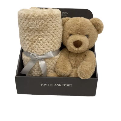 The Little Linen Co Bear & Blanket Gift Set 
