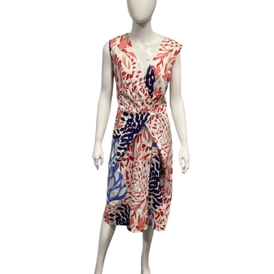 Veronika Maine Womens  Size 16 Midi Dress Blue / Navy Blue / Red / White 