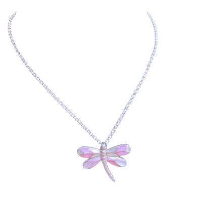  Womens Stirling silver 20cm (drop) enamelled st sil dragonfly Necklace 