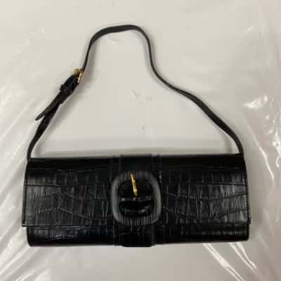 Charles & Keith Womens Clutch / Shoulder Bag Crocodile print / Black  