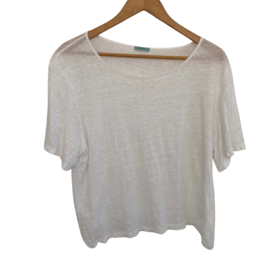 Kookai Womens  Linen Size M Short Sleeve Top White 